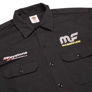 DICKIES Men's XL Black Keystone Magnaflow Button Up Short‎ Sleeve Work Shirt